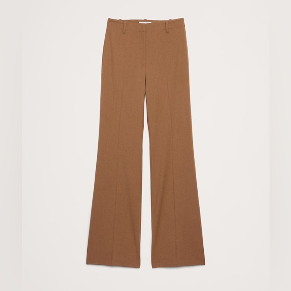 NEW Banana Republic Saddle Brown High-Rise Flare Italian Wool Pant 6 PETITE 🪿2️⃣ - Picture 4 of 5